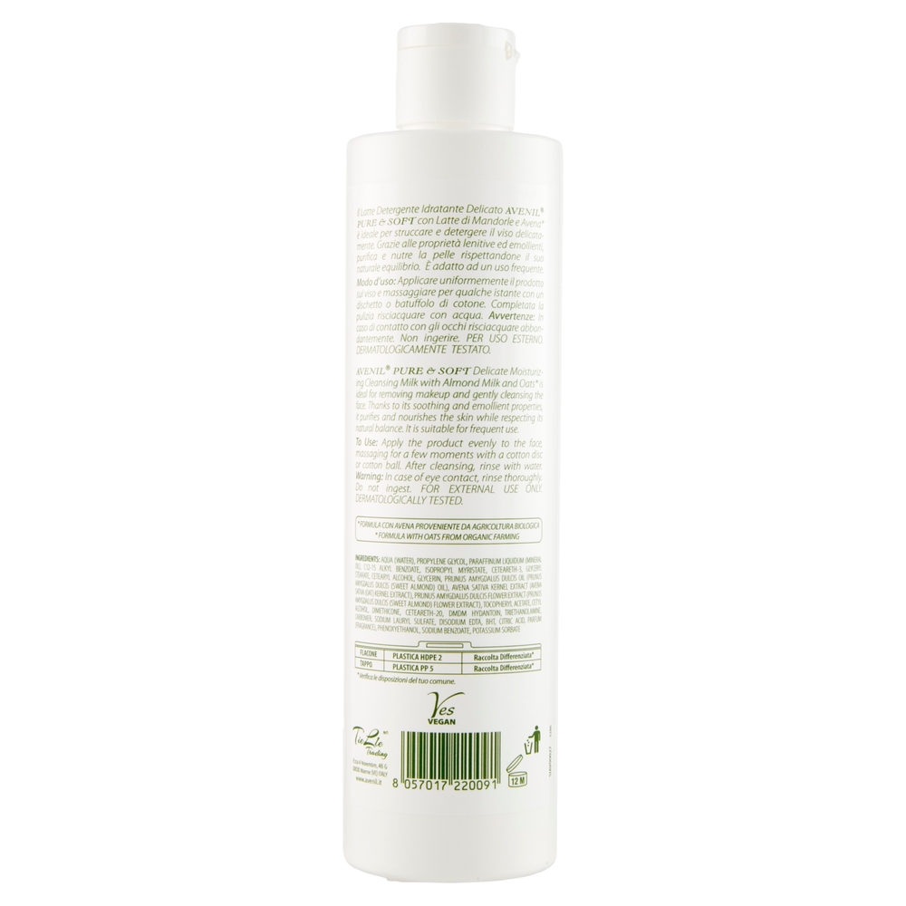 Avenil pure & soft Latte Detergente Idratante latte di mandorle 250 ml